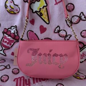 Juicy Couture Pink Mini Bag with Rhinestone Logo